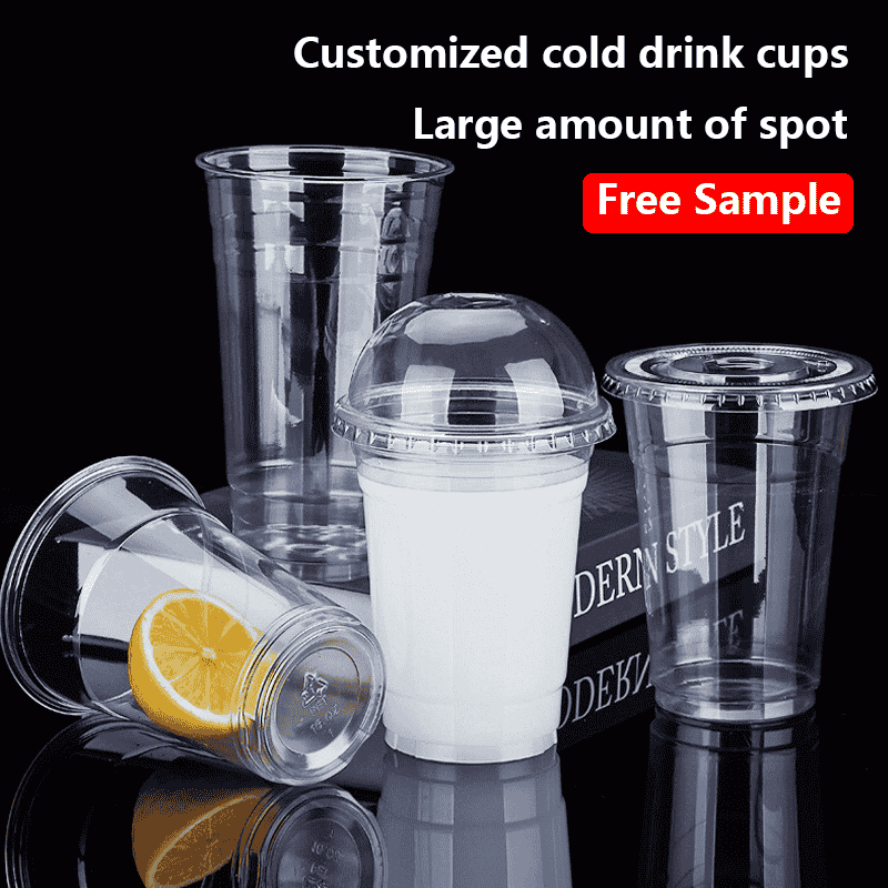 400ml ice cup disposable coffee cup packaging cup transparent plastic pet cold drink cup milk tea cup take-away cup color printing (customizable)